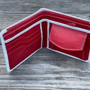 White/Red Wallet Card Holder Men Purse Wallet Handmade Bifold Cardholder